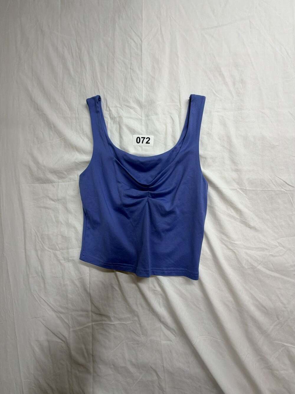 SHEIN Women's Blue Ruched Front Sleeveless Crop Tank Top